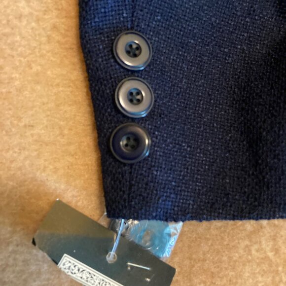 70's Sara de Italia deadstock viscose crepe long navy jacket with floral collar - Picture 9 of 10